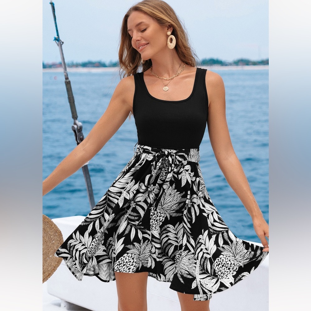 Black and White Floral Dress